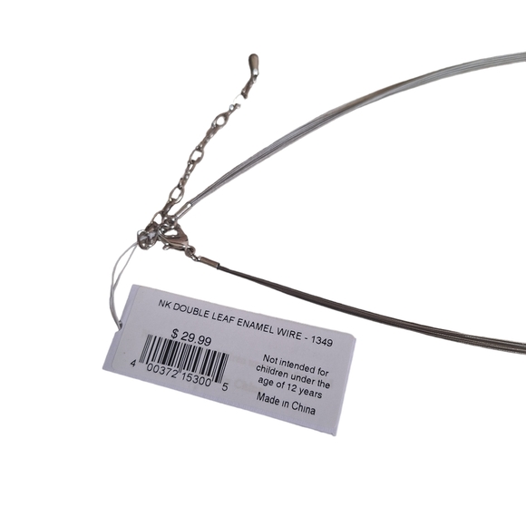 Oceana Trading Island Double-Leaf Enamel Pendant Necklace and Earrings Set NEW - Picture 4 of 5